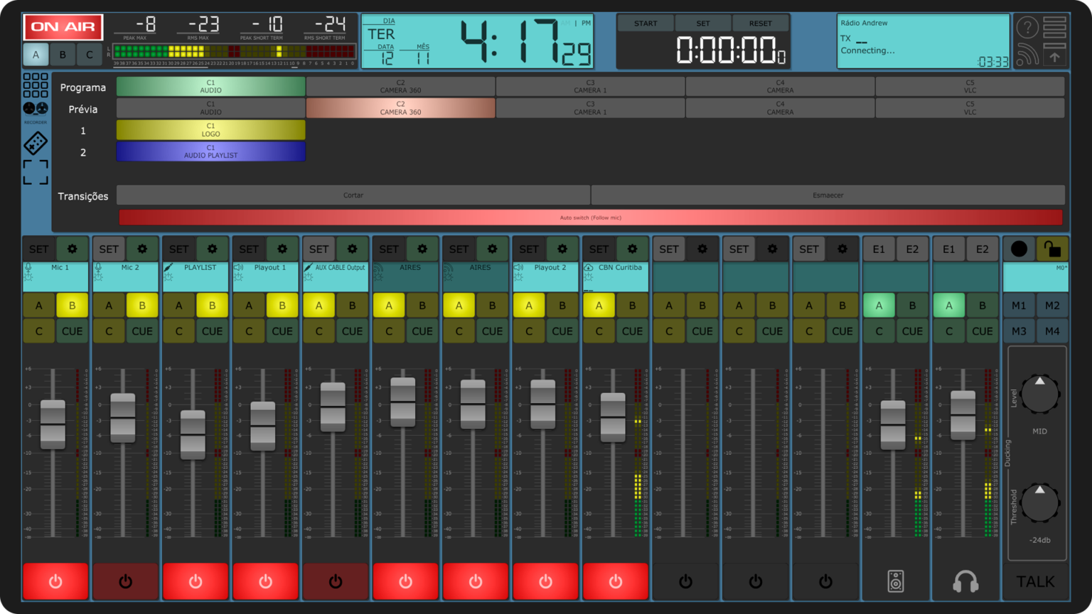 Aires Studio — console virtual com mixer, codec e gravador integrados