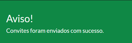 aviso convites enviados - área do cliente