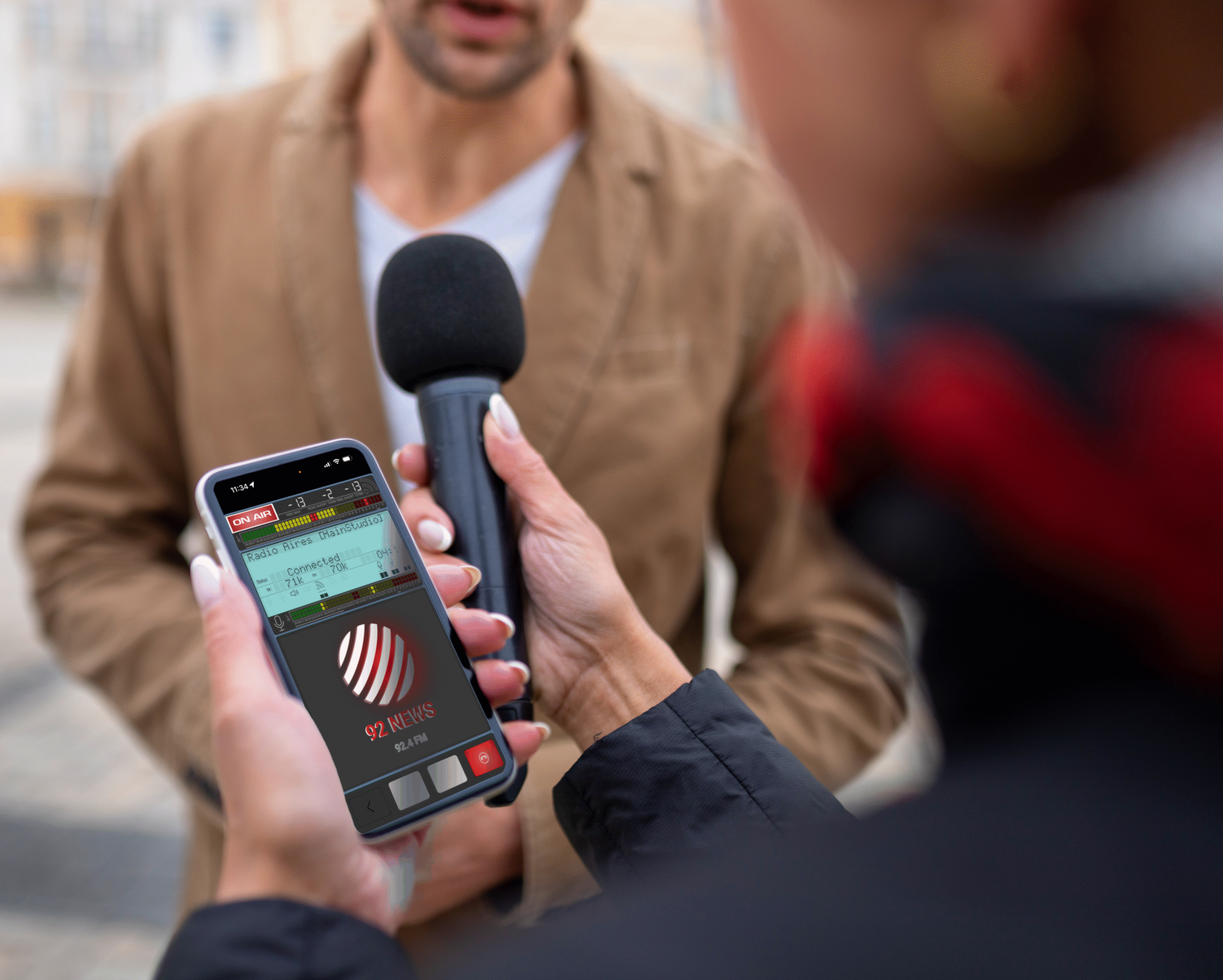 Aires Reporter — app transmissão ao vivo com bargraph e ON AIR