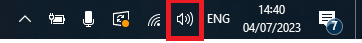 Ícone de volume do Windows com o menu de contexto aberto