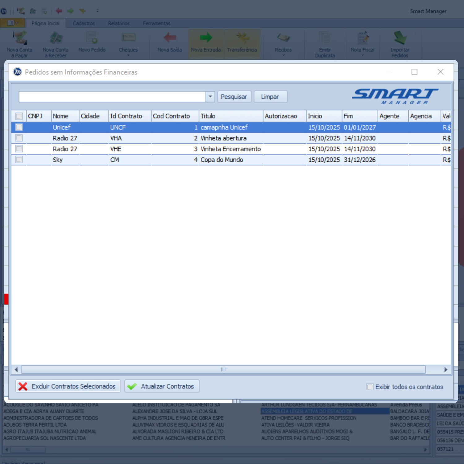 Smart Manager: pedidos do Commercial Playlist importados e convertidos em parcelas a receber