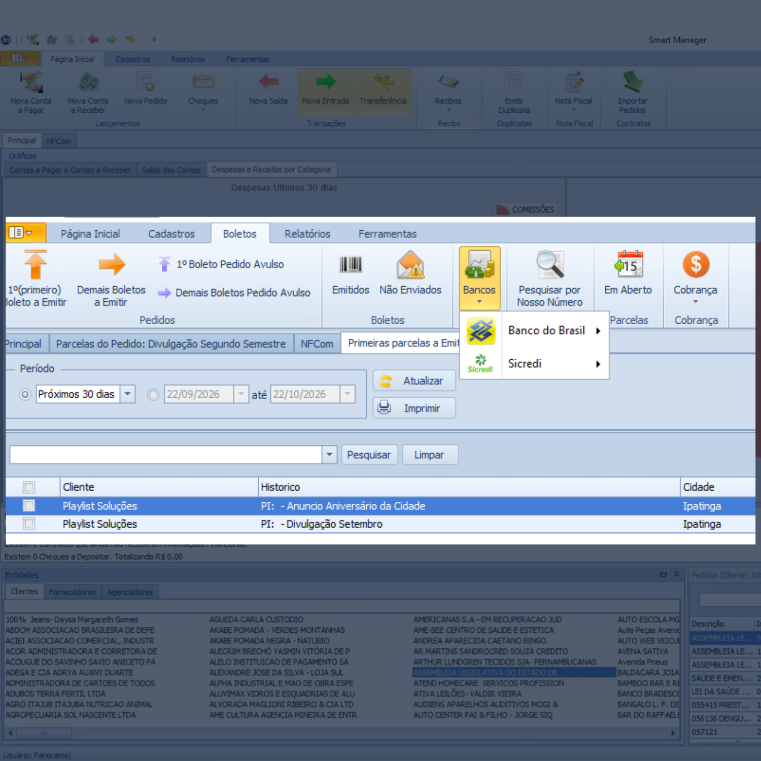 Smart Manager: emissão de NFCom modelo 62 e de boletos bancários