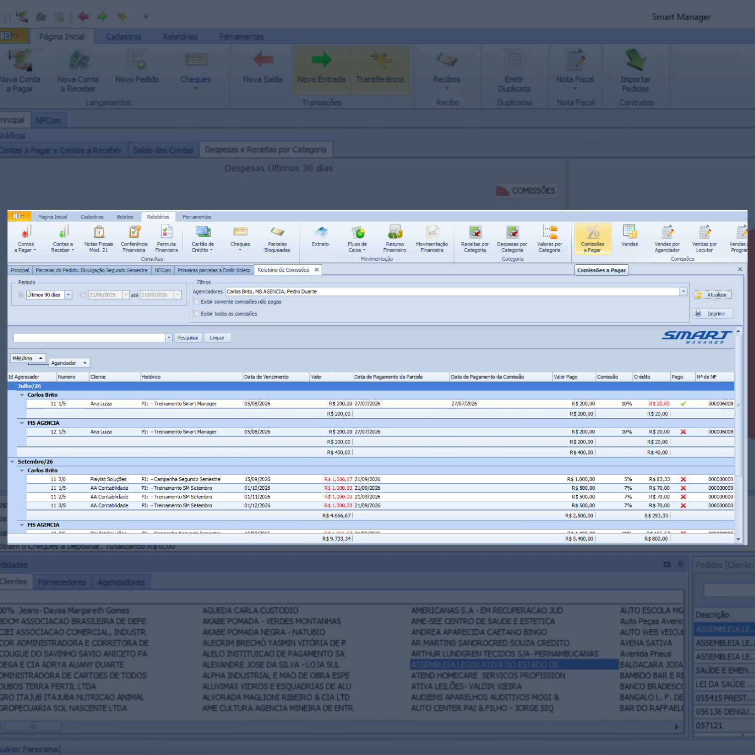 Smart Manager: relatório de comissões a pagar por agenciador