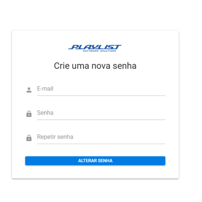 Tela para informar e confirmar a nova senha