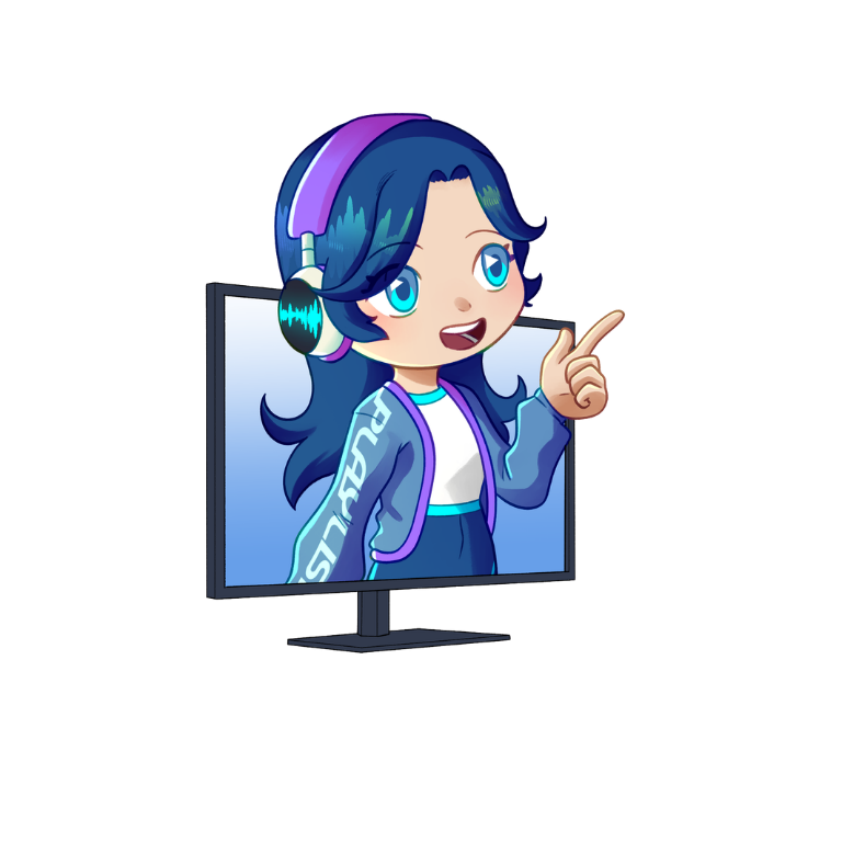 Mascote da Playlist saindo do monitor e apontando para o suporte